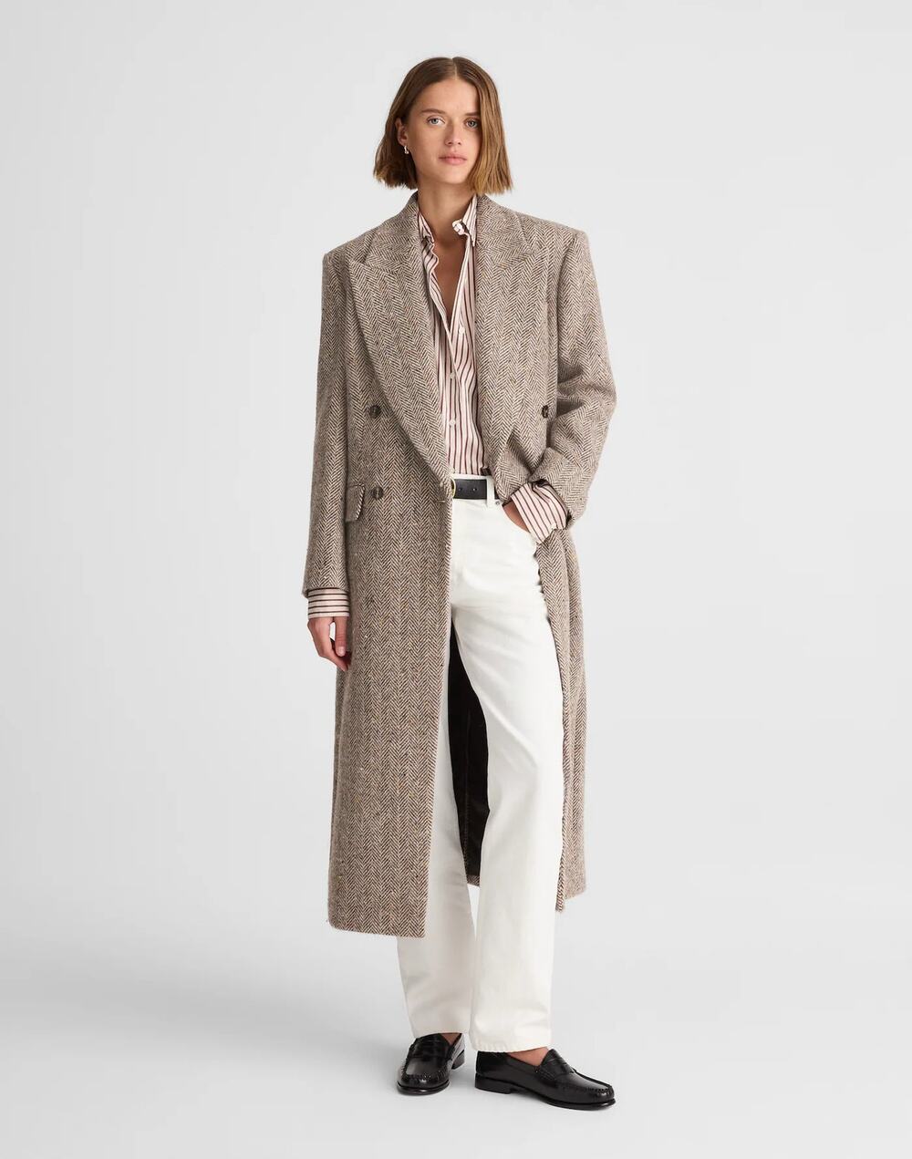 NWT Alexa Chung for Madewell Herringbone Coat in Brown and Ivory Size 3X
